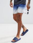 Asos Swim Shorts In Navy & Gray Ombre Design Mid Length - Multi