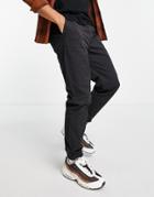 River Island Cuffed Chinos In Washed Black