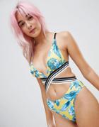 Free Society Indigo Palm High Crossed Swimsuit - Multi