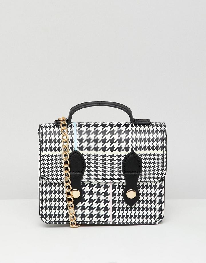 Asos Design Mini Check Satchel Bag - Multi