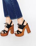 Asos Tina 70's Tie Up Heeled Sandals - Black