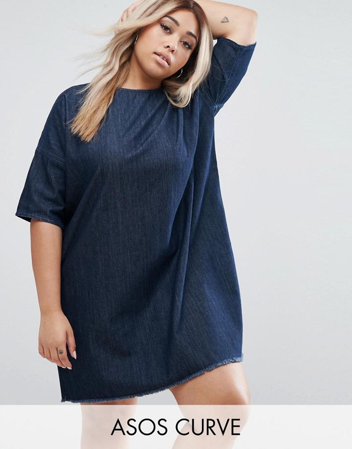 Asos Curve Shift Dress In Indigo - Blue