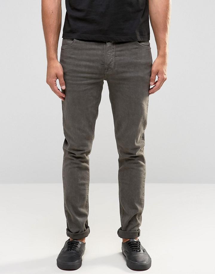 Asos Skinny Jeans In Oil Wash Gray - Gray