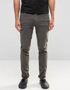 Asos Skinny Jeans In Oil Wash Gray - Gray