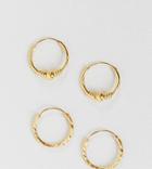 Asos Design Sterling Silver Earring Pack With Gold Plate - Gold
