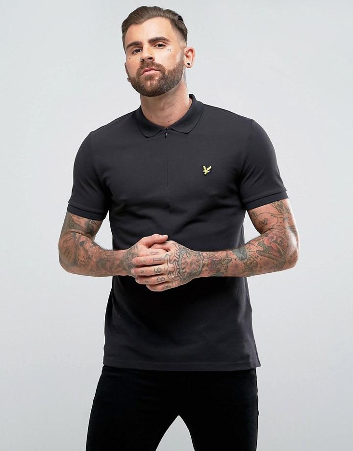 Lyle & Scott Zip Polo Shirt Black - Black