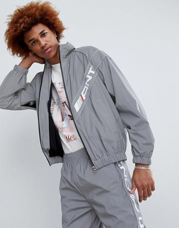 Antimatter Logo Windbreaker Jacket In Reflective - Silver