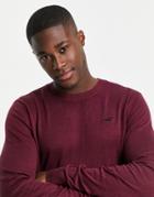 Hollister Core Icon Logo Tipped Crew Neck Knit Sweater In Burgundy-red