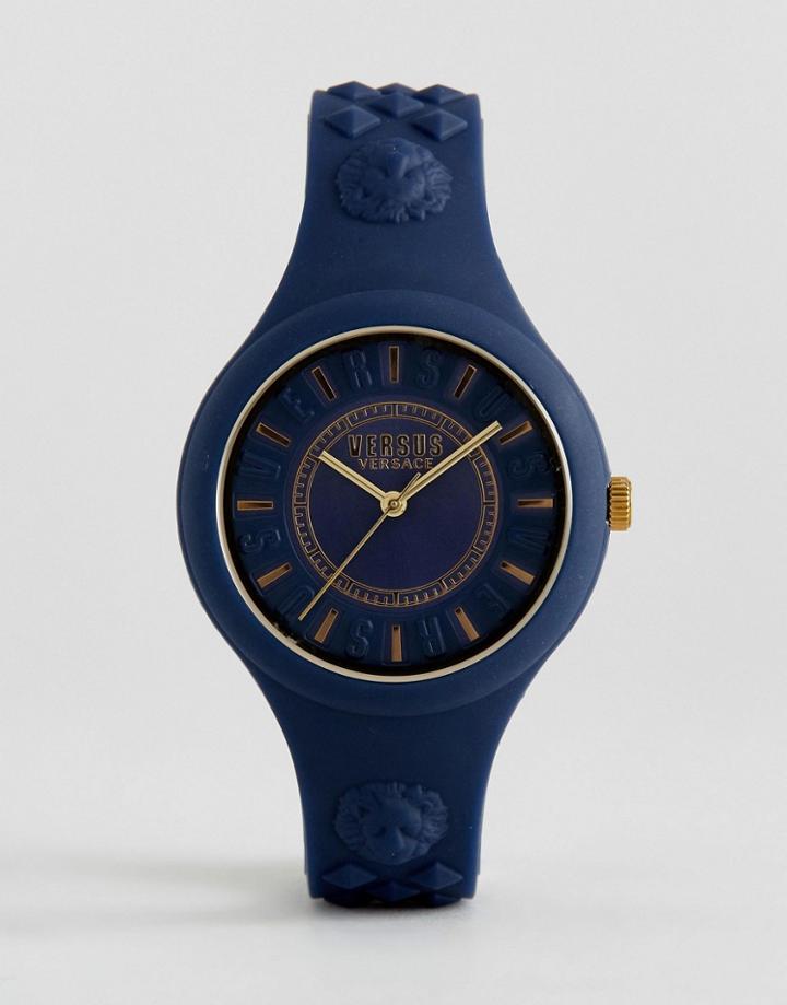 Versus Versace Soq09 Fire Island Silicone Watch In Navy - Navy
