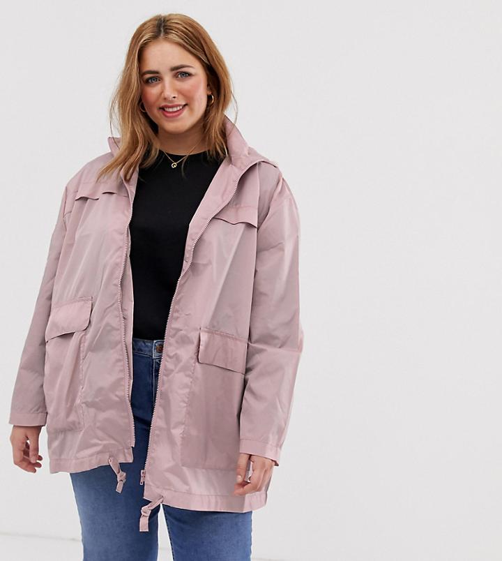Asos Design Curve Rain Jacket-pink