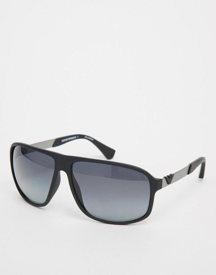 Emporio Armani Aviator Polarised Sunglasses - Black