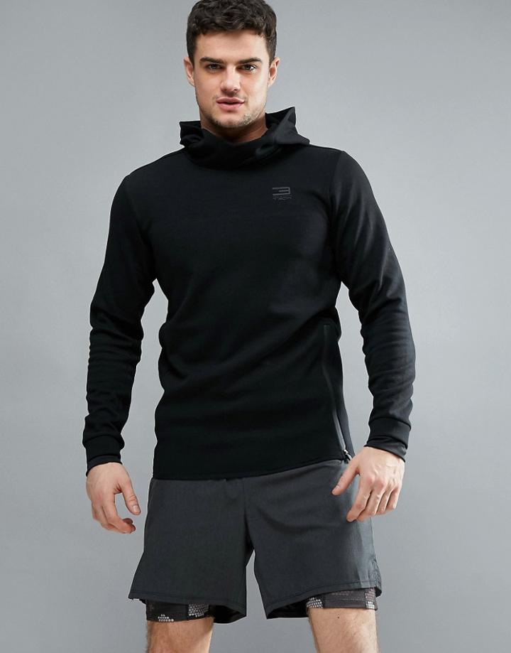 Jack & Jones Tech Hoodie With Raised Neck Detail - Black
