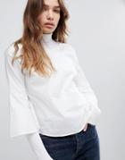 Jdy Fluted Sleeve Top - White