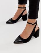 Asos Design Squire Pointed Mid-heels In Black