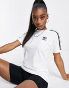 Adidas Originals Adicolour Three Stripe T-shirt In White