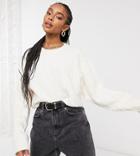 Reclaimed Vintage Inspired Boxy Cable Sweater In Cream-white