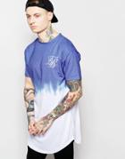 Siksilk Curved Hem Dip Dye T-shirt - Blue