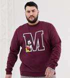 Asos Design Plus Oversized Sweatshirt With Retro Mickey Mouse Print-red