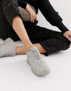 Public Desire Blend Steel Gray Color Drenched Chunky Sneakers