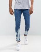 Criminal Damage Super Skinny Jeans With Bleach - Blue