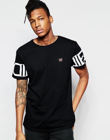 D.i.e. T-shirt Logo Sleeve Print In Black - Black