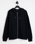 Asos Design Oversized Zip Up Hoodie In Black