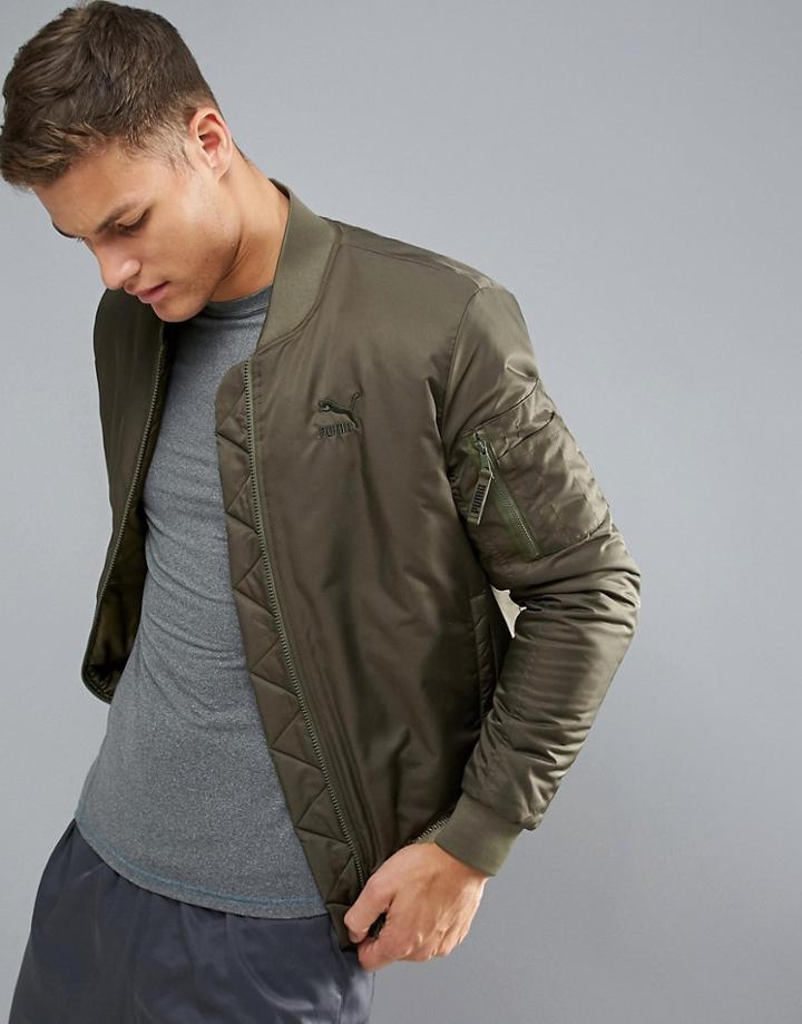 Puma Vintage Look Padded Bomber Jacket - Green