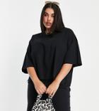 Asos Design Curve Super Oversized T-shirt With Side Split In Black