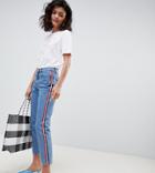 New Look Side Stripe Mom Jean-blue