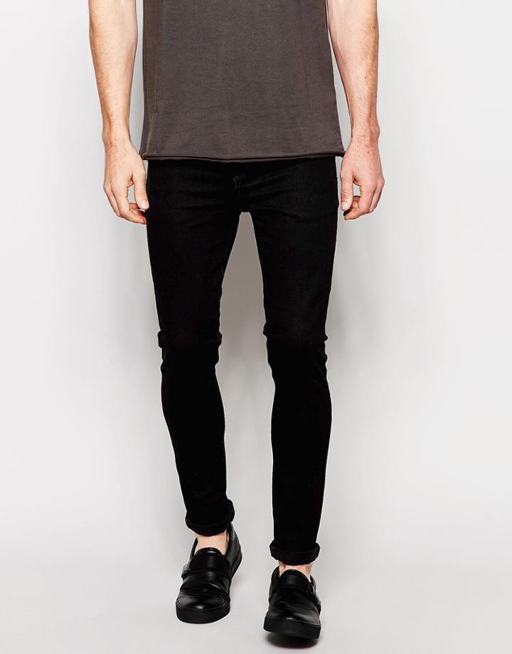 Dark Future Super Skinny Jeans In Rinse Black - Black