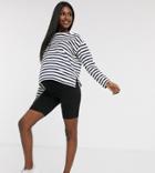 Asos Design Maternity Overbump Legging Shorts In Rib-black