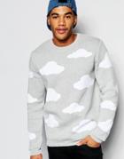Asos Sweater With Clouds Design - Gray