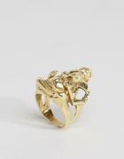 Rock N Rose Ganesha Oversized Ring - Gold