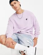 Asos Design Knitted Sweater With Embroidered Yin Yang In Lilac-purple