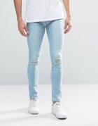 Waven Wave Blue Spray On Jeans With Knee Rips - Blue