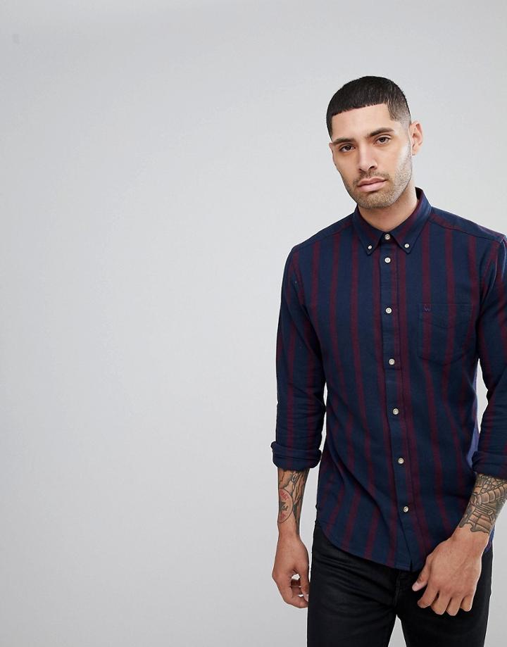 Wrangler Button Down Shirt Windsor Wine - Navy