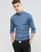 Hugo By Hugo Boss Smart Shirt In Blue Stretch Slim Fit - Blue