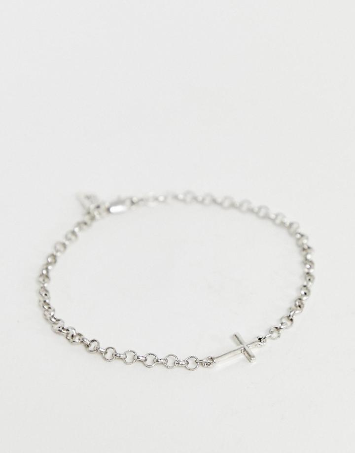 Icon Brand Silver Cross Anklet - Silver