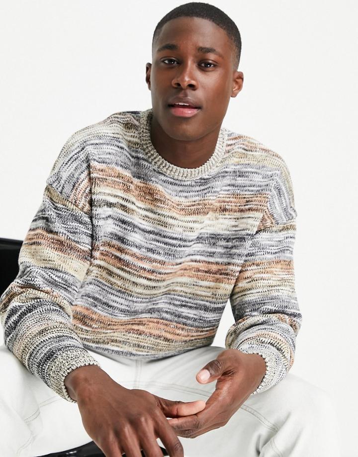 Asos Design Knitted Oversized Sweater In Space Dye Yarn-multi
