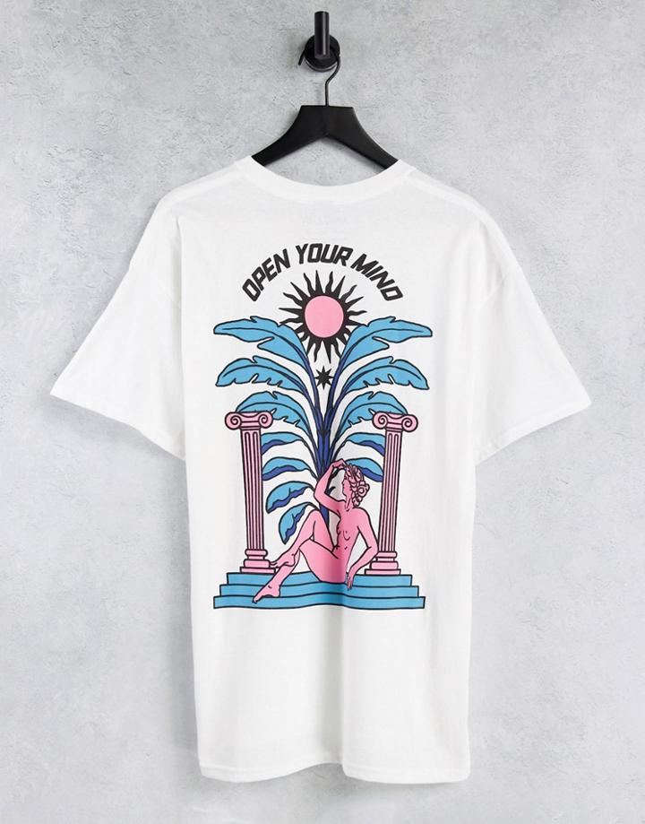 Hnr Ldn Open Your Mind Back Print T-shirt In White