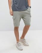 Asos Skinny Jersey Shorts With Cargo Pockets In Green - Green