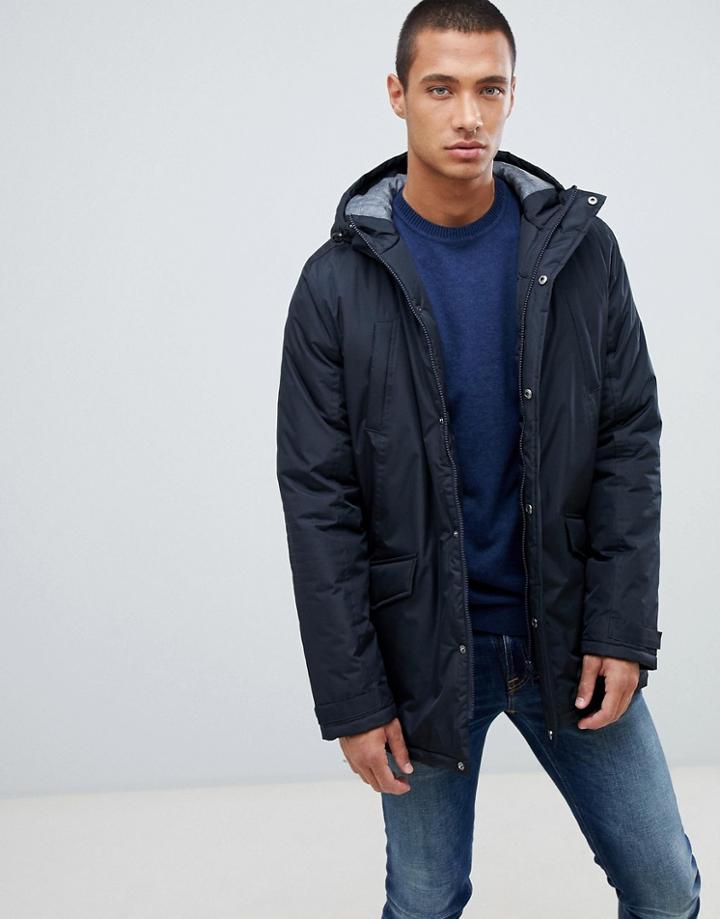 Threadbare Hooded Parka Jacket - Navy