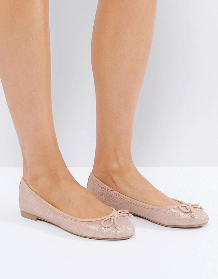 New Look Snake Effect Metallic Ballet Pump - Pink