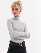 New Look Roll Neck Sweater In Light Gray