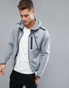 Jack & Jones Tech Longline Zip Up Hoodie With Taping Detail - Gray