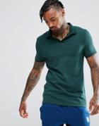 Asos Jersey Polo Shirt With Revere Collar In Muscle Fit - Green