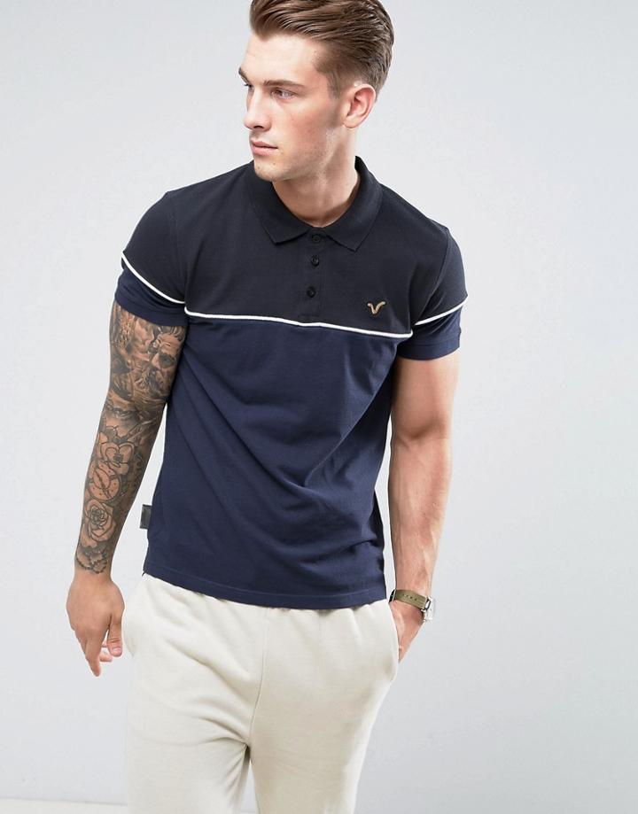 Voi Jeans Panel Polo Shirt - Navy