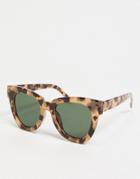 Asos Design Frame Chunky Flare Cat Eye Sunglasses In Milky Tort With G15 Lens-brown