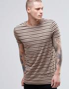 Asos Longline T-shirt With Irregular Stripe