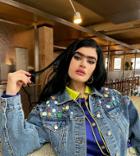 Labelrail X Sophia Hadjipanteli Button Detail Cropped Oversized Denim Jacket In Blue-multi